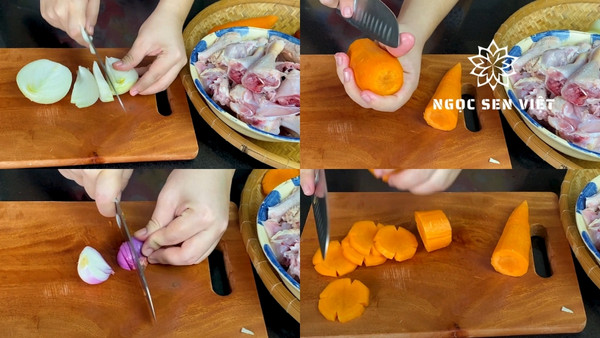 Sơ chế nguyên liệu nấu canh gà tần táo đỏ hạt sen