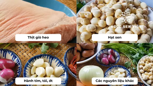 Nguyên liệu nấu món giò heo hầm nấm hạt sen