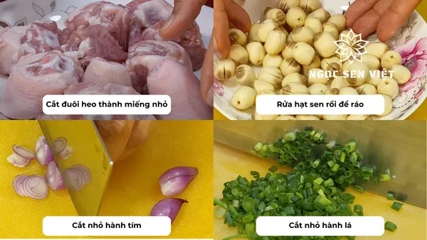 Bước 1: Sơ chế nguyên liệu nấu canh đuôi heo hầm sen